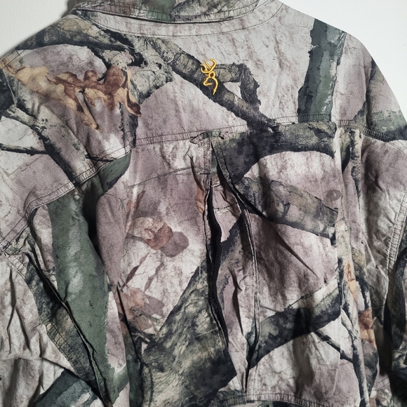 👕🌶 Browning Real Tree Camo Collared Longsleeve Button Up Shirt - Picture 6 of 8